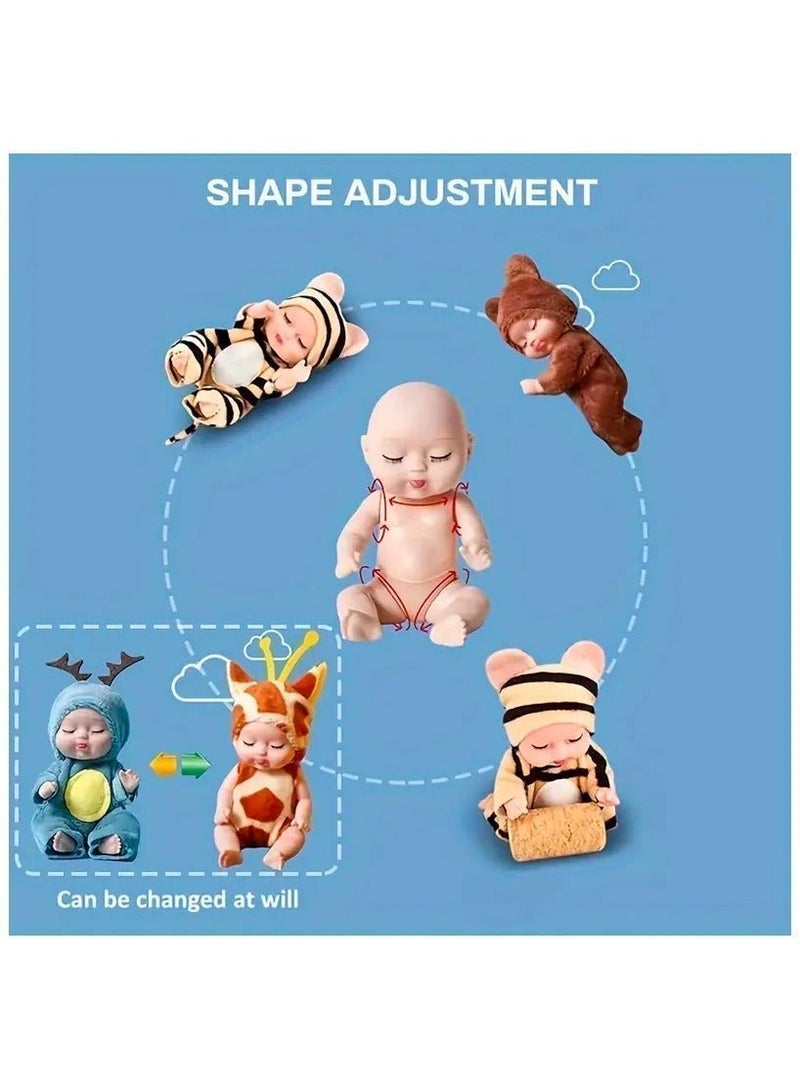 6pcs Mini Baby Dolls Gift Set, Cute Small Brown bear, Unicorn, Tiger, Giraffe, Rabbit, Bee Baby Doll Toys With Animal Clothes, Perfect Birthday, Holiday and Ramadan Gifts for Girls And Boys, Suitability Kids 3 and Up - Image 5